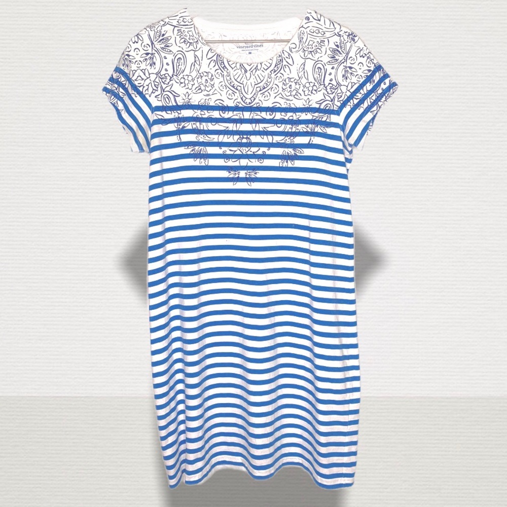 Vineyard Vines Stripe Scarf Print Tee Dress US M